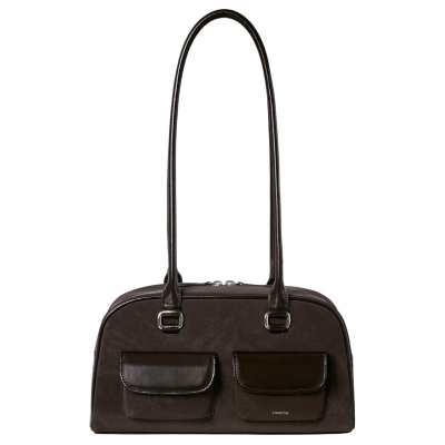 Stand Oil Leather Bowling Bag, Shoulder Bag Women's Brown