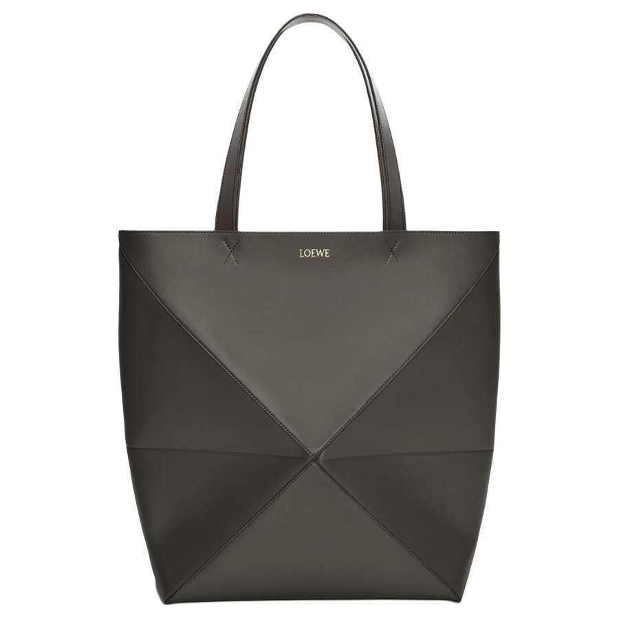 LOEWE Puzzle Fold Cow Leather Tote Bag, Shopping Bag, Handbag, Shoulder Bag Extra Large Women's Dark Gray