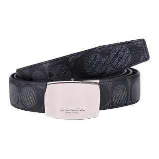 COACH PVC Polyvinyl Chloride Leather Belts Men's Black Width 3cm