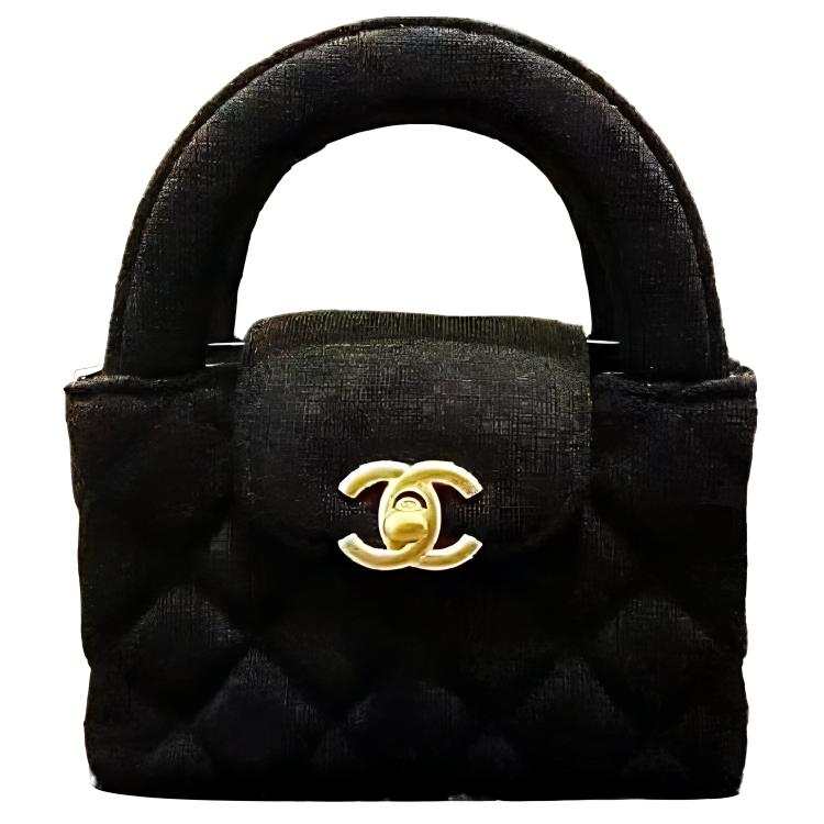 CHANEL Fabric Surface Clutch, One Shoulder Handbag Extra Mini Women's Black