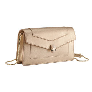 BVLGARI Serpenti Forever Series Calfskin Shoulder Bag Women's Light Gold