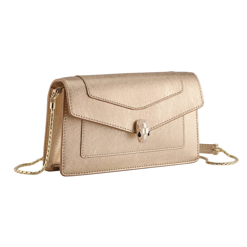 BVLGARI Serpenti Forever Series Calfskin Shoulder Bag Women's Light Gold