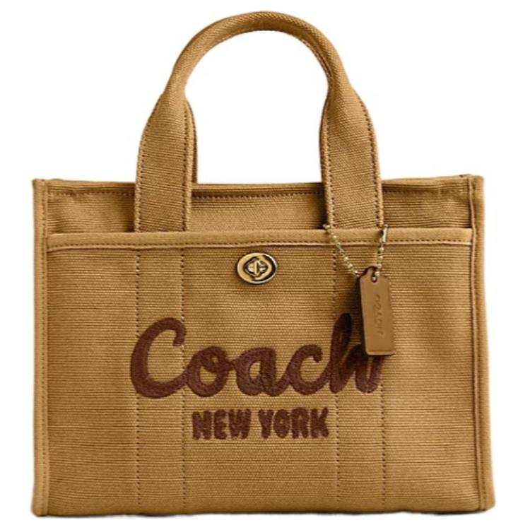 COACH Cargo Canvas With Satin Tote Bag, Shopping Bag, Shoulder Bag, Crossbody Bag, Handbag Women's Ginger Yellow