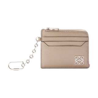 LOEWE Anagram Pebble Texture Calfskin Card Holder Women's Sand