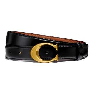 COACH Calfskin Leather Belts Women's Black Width 2.5cm