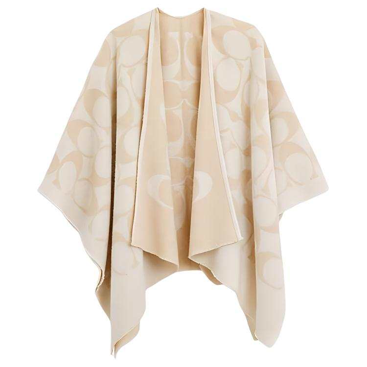 COACH COACH Sheep Wool Shawls Women's Chalk White