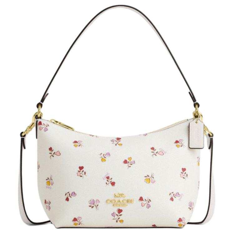 COACH Zip Top Crossbody Coated Canvas Portable Crossbody Bag, Shoulder Bag Small Women's White