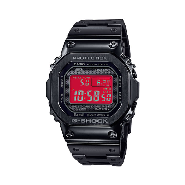 CASIO CASIO Custom Collection GMW B5000GD 1A Solar Movement Metal Strap Watch Unisex Red Watch Dial
