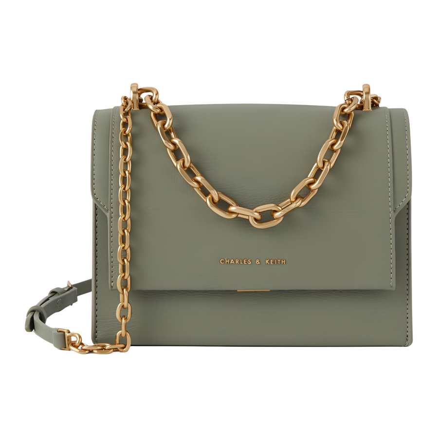 CHARLES&KEITH Pu Shoulder Bag Small Women's UltraMatte Black/Sage Green/Purple