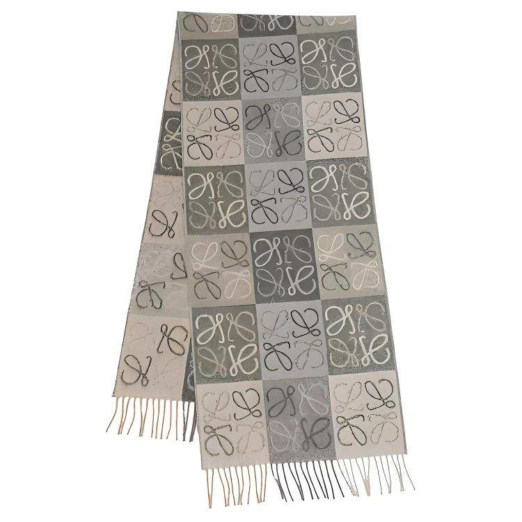 LOEWE LOEWE Wool Cashmere Knit Scarves Unisex Coffee