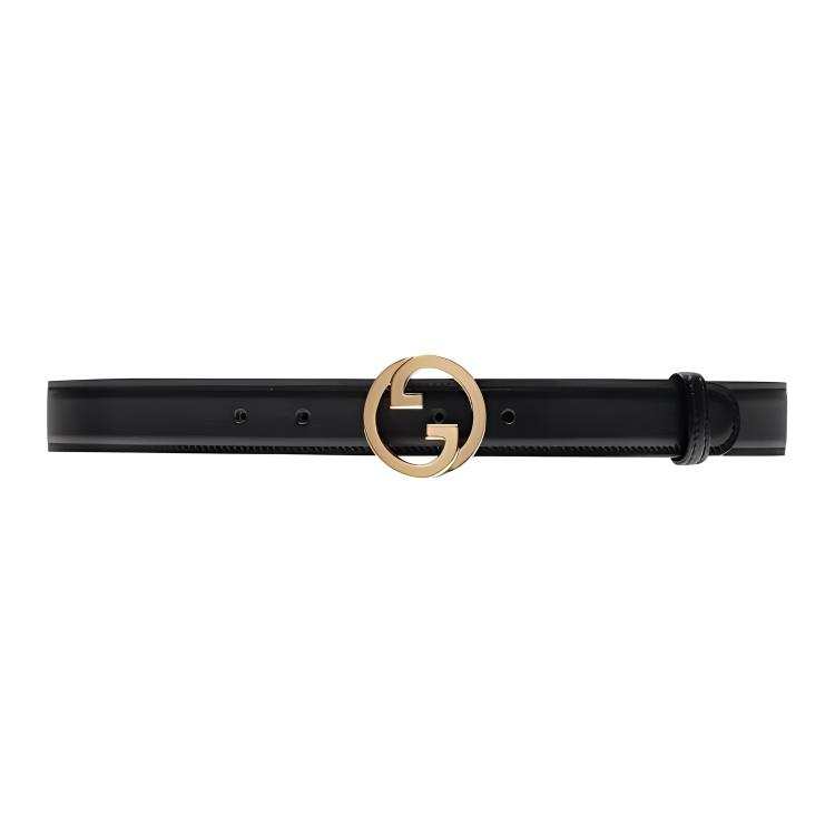 GUCCI GUCCI Blondie Leather Belts Unisex Black Width 3cm