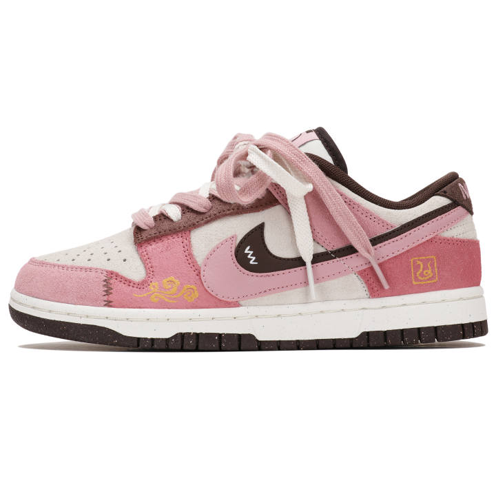 Nike Nike Dunk Slip Resistant Abrasion Resistant Low top Skateboard Shoes Women's Beige Pink Brown
