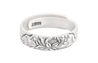 OWNREWARDS 999 Fine Silver Open Ended Ring Unisex Silver