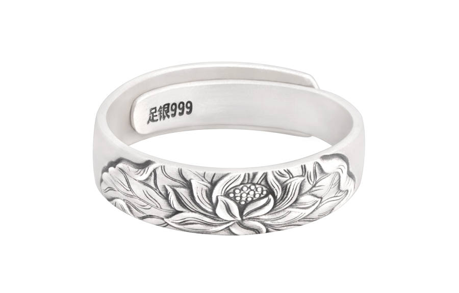 OWNREWARDS 999 Fine Silver Open Ended Ring Unisex Silver