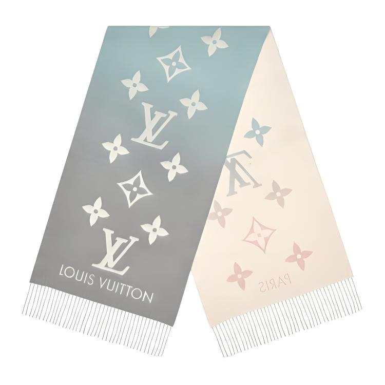 LOUIS VUITTON LOUIS VUITTON Knit Scarves Unisex Pink Blue Gradient