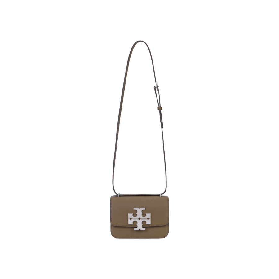 TORY BURCH Eleanor Litchi Grain Leather Envelope Bag, Crossbody Bag, Shoulder Bag Small Women's Mushroom Gray