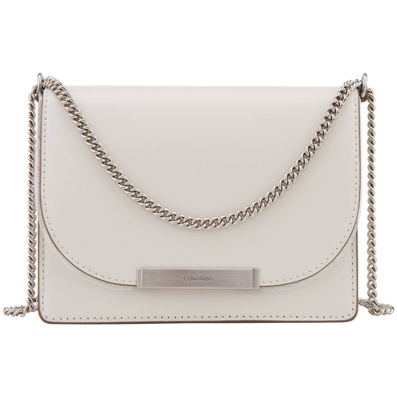 CALVIN KLEIN SS25 Cow Leather Shoulder Bag Medium Women's Beige Apricot