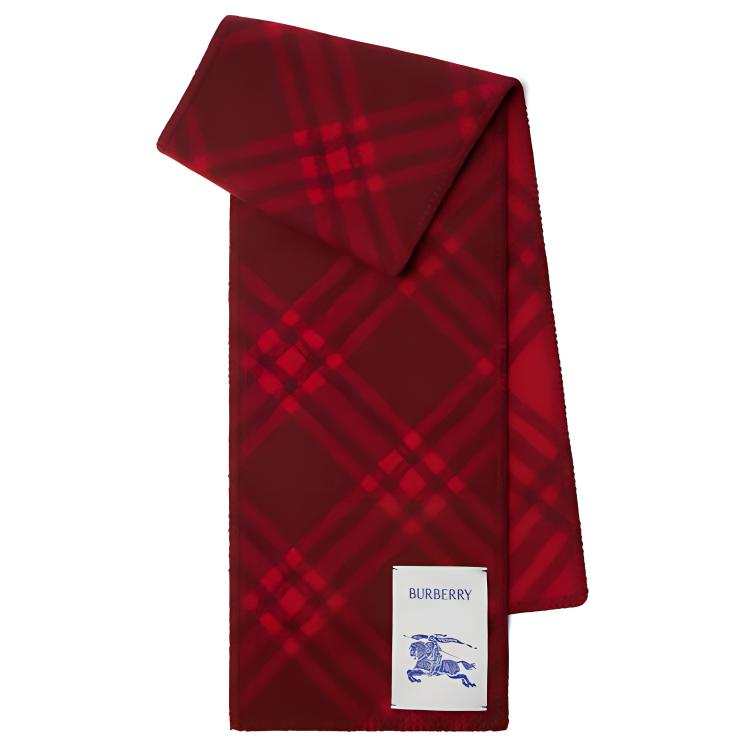 Burberry Wool Knit Scarves Unisex Raspberry Red
