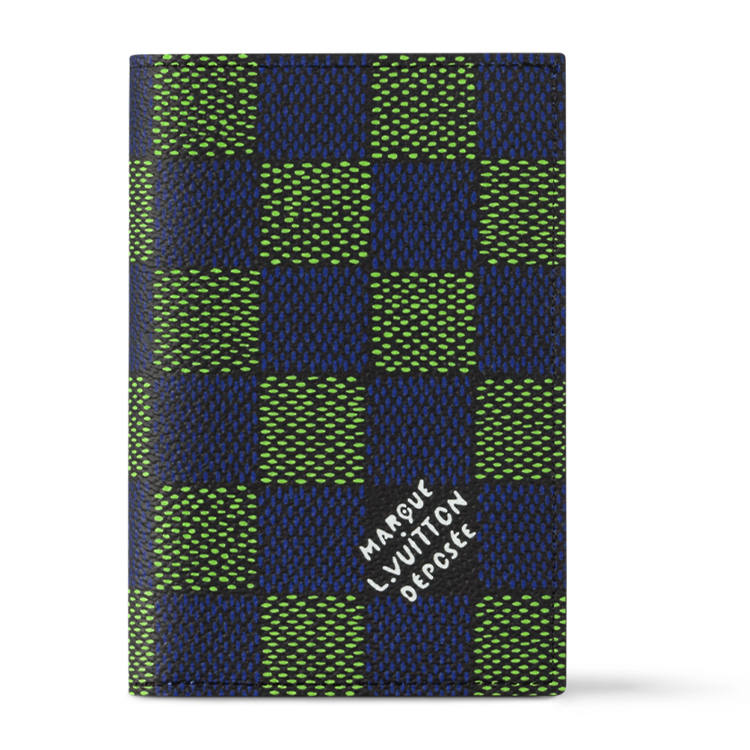 LOUIS VUITTON Passport Cover Damier Heritage Blue/Green