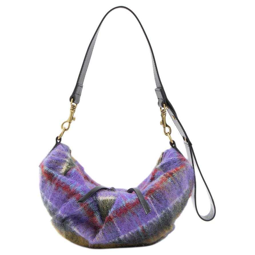 Vivienne Westwood AGNES Faux Suede, Nylon Croissant Bag Shoulder Bag Small Men's Purple & Multicolor