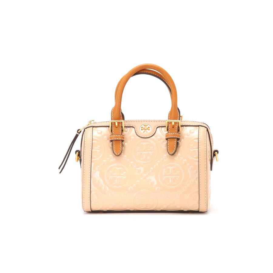 TORY BURCH T Monogram Leather Shoulder Bag, Crossbody Bag, Handbag Small Women's Light Peach