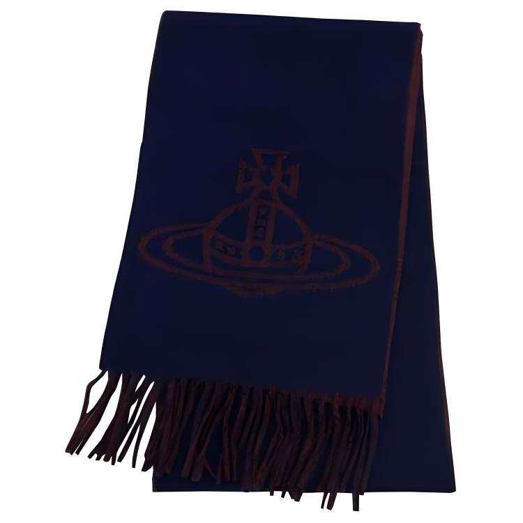 Vivienne Westwood Wool Knit Scarves Unisex Marine Blue