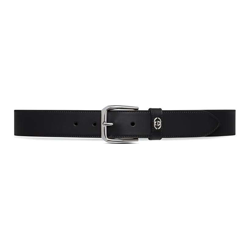 GUCCI GUCCI 2024 Pre Fall Collection Leather Belts Men's Black Width 3.5cm