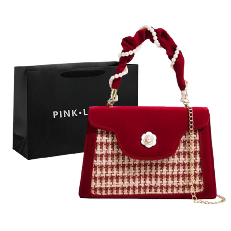 PINK·LAND Velvet Crossbody Bag, Chain Bag, Shoulder Bag, Handbag Regular Women's