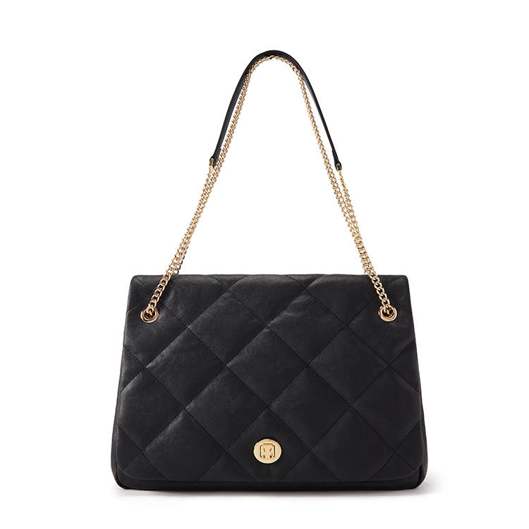 ELLE Synthetic Leather Shoulder Bag, Crossbody Bag, Flap Bag, Large Bag Women's Black/Caramel