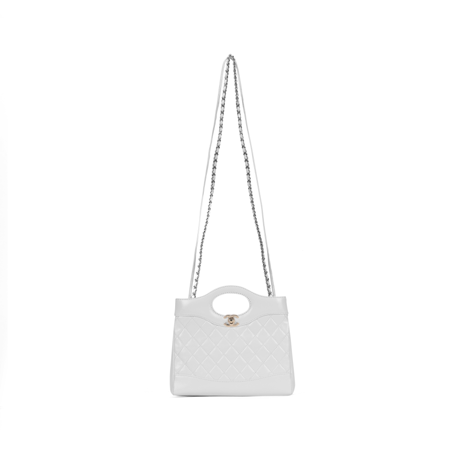CHANEL Sheepskin Material Gold Metal Chain Shoulder Bag, Crossbody Bag, Handbag Mini Women's White