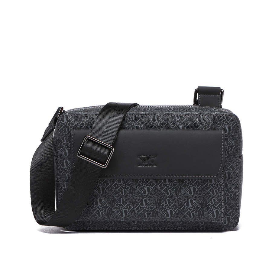 SEPTWOLVES Cow Leather Shoulder Bag, Crossbody Bag Regular Men's Black