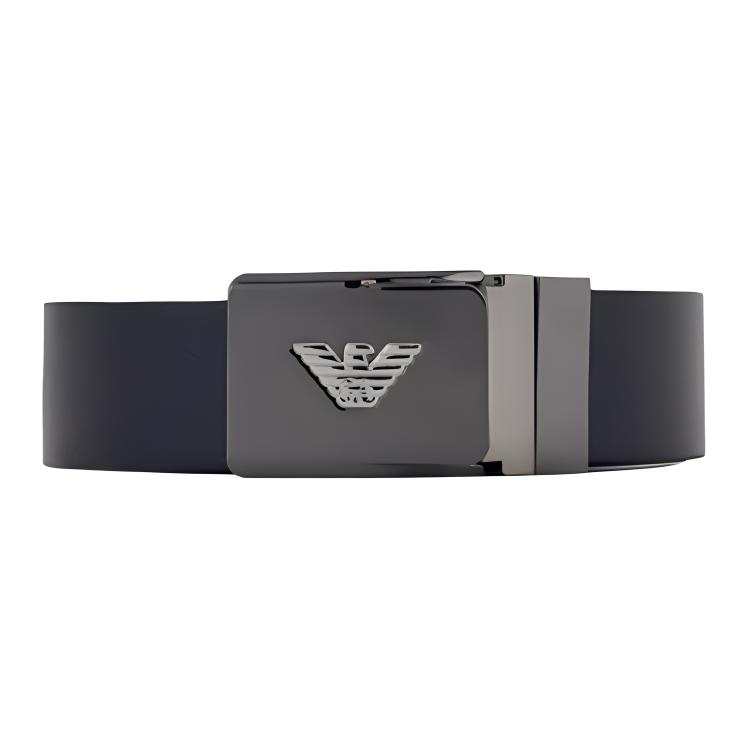 EMPORIO ARMANI Leather Belt With Metal Logo Buckle