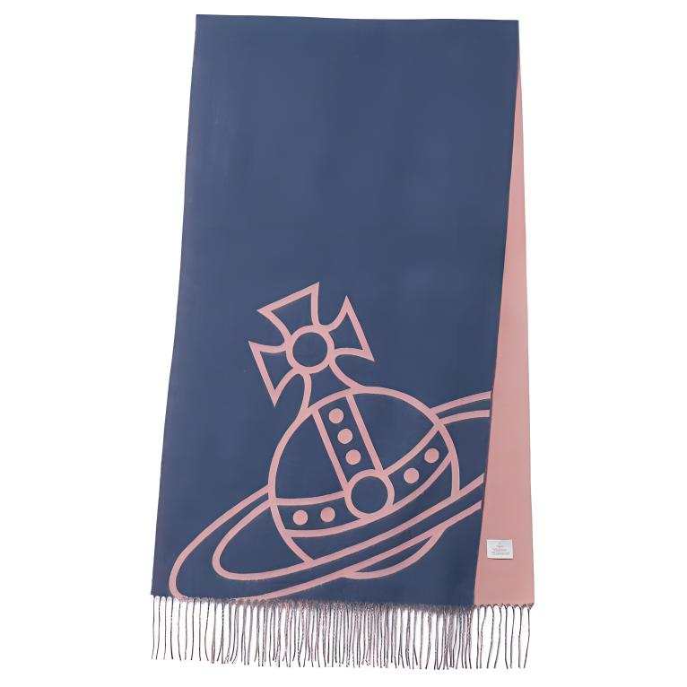 Vivienne Westwood Wool Knit Scarves Unisex Marine Blue