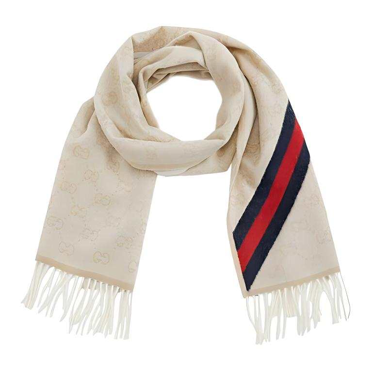 GUCCI GUCCI Wool Paneled Gg Logo Scarf