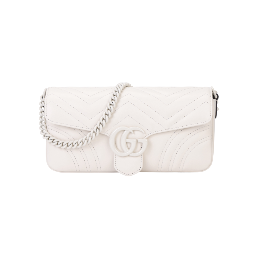 GUCCI GG Marmont Leather Crossbody Bag, Shoulder Bag Women's White