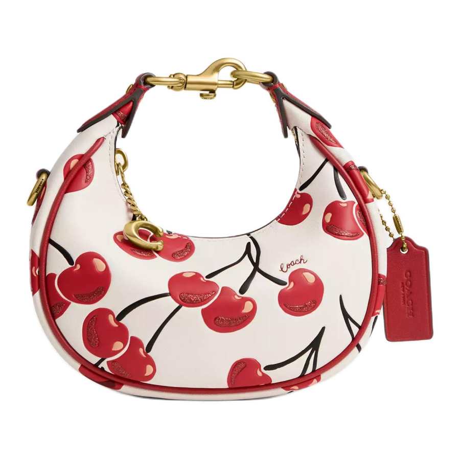 COACH JONIE Tanned Leather One Shoulder Handbag Mini Women's Chalk White & Red