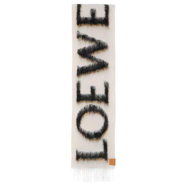 LOEWE LOEWE Logo Intarsia Fringed Scarf