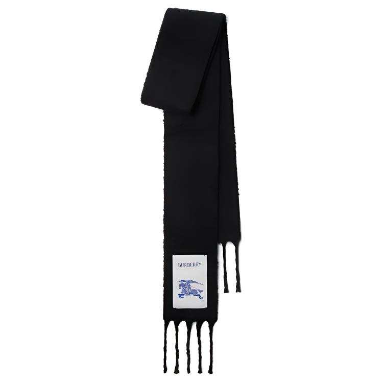 Burberry Wool Mohair Polyamide Knit Scarves Unisex Black