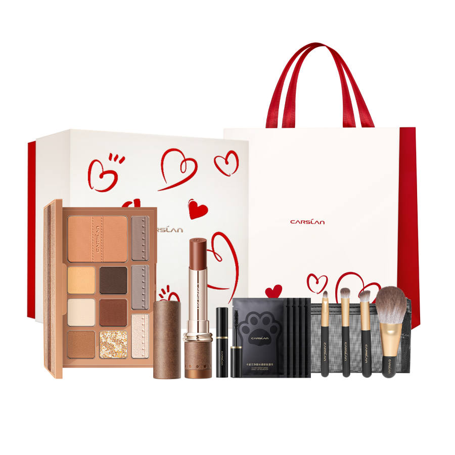 Carslan Maillard Style Box Makeup Sets Matte Finish Contouring Lipstick+Eye Shadow+Mascara+Brushes *4+Wipes *5