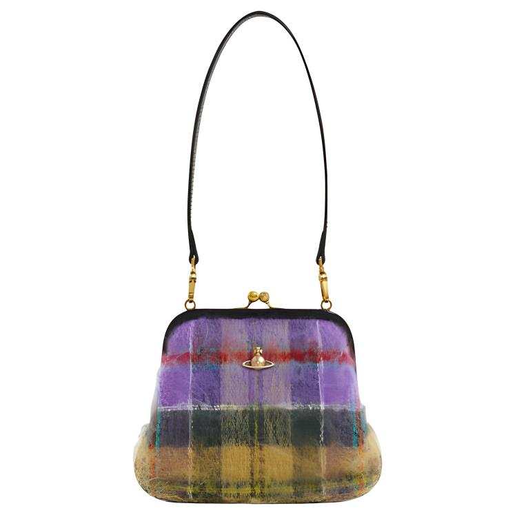 Vivienne Westwood Wool Handbag Shoulder Bag Women's Purple/Yellow