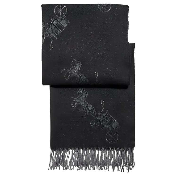 COACH Wool Cashmere Knit Scarves Unisex Black