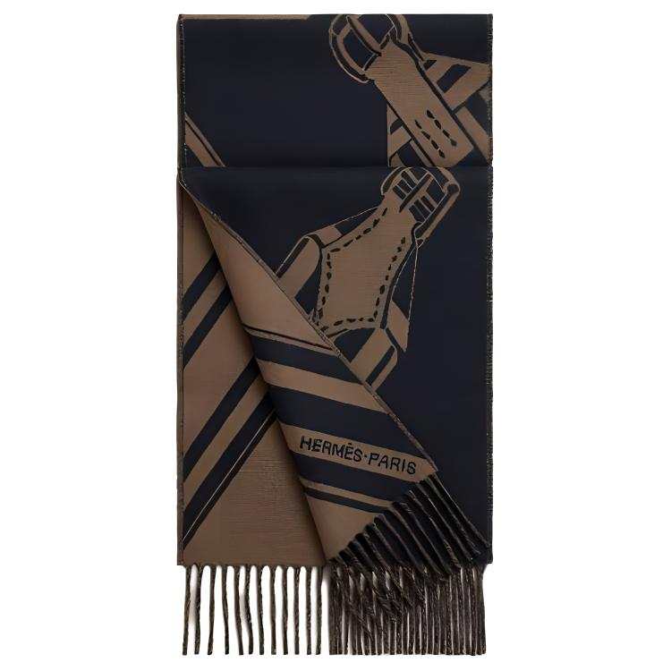 HERMES HERMES Cashmere Knit Scarves Men's Brown