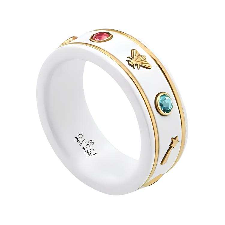 GUCCI Icon 18K Gold Rings Women's White/Gold