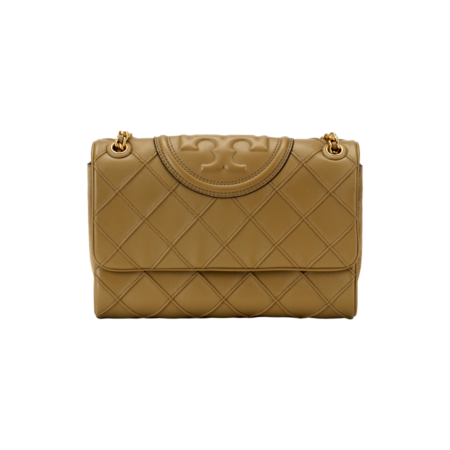 TORY BURCH Fleming Nappa Leather With Suede Trim Crossbody Bag, Shoulder Bag Women's Gravel Brown
