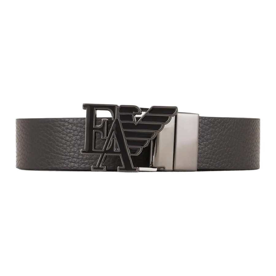 EMPORIO ARMANI Cow Leather Belts Men's Black Width 3cm