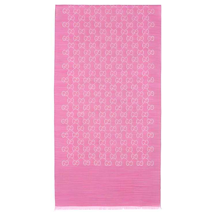 GUCCI Women's Double G Jacquard Fringe Shawl Wool Scarf