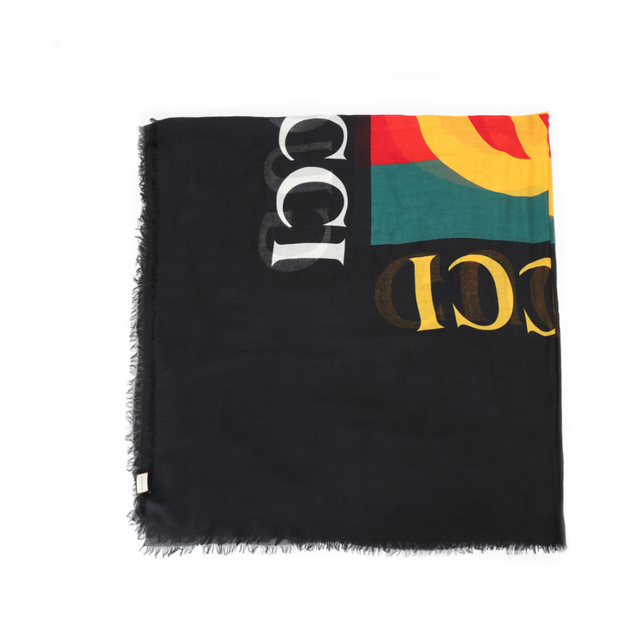 GUCCI GUCCI Web' Striped Shawl Black