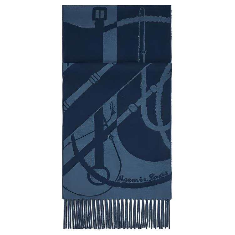 HERMES HERMES Cashmere Knit Scarves Men's Blue