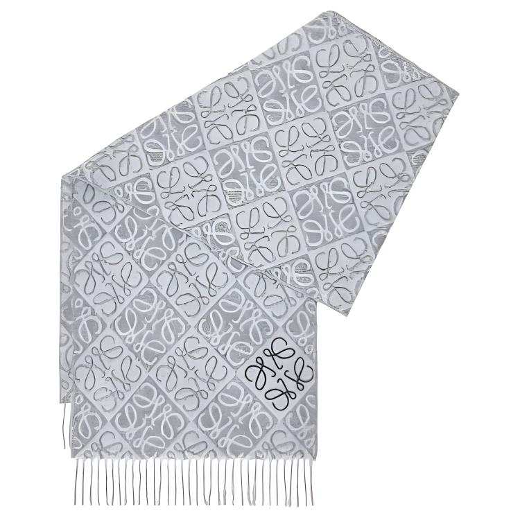 LOEWE LOEWE Wool Knit Scarves Unisex Gray