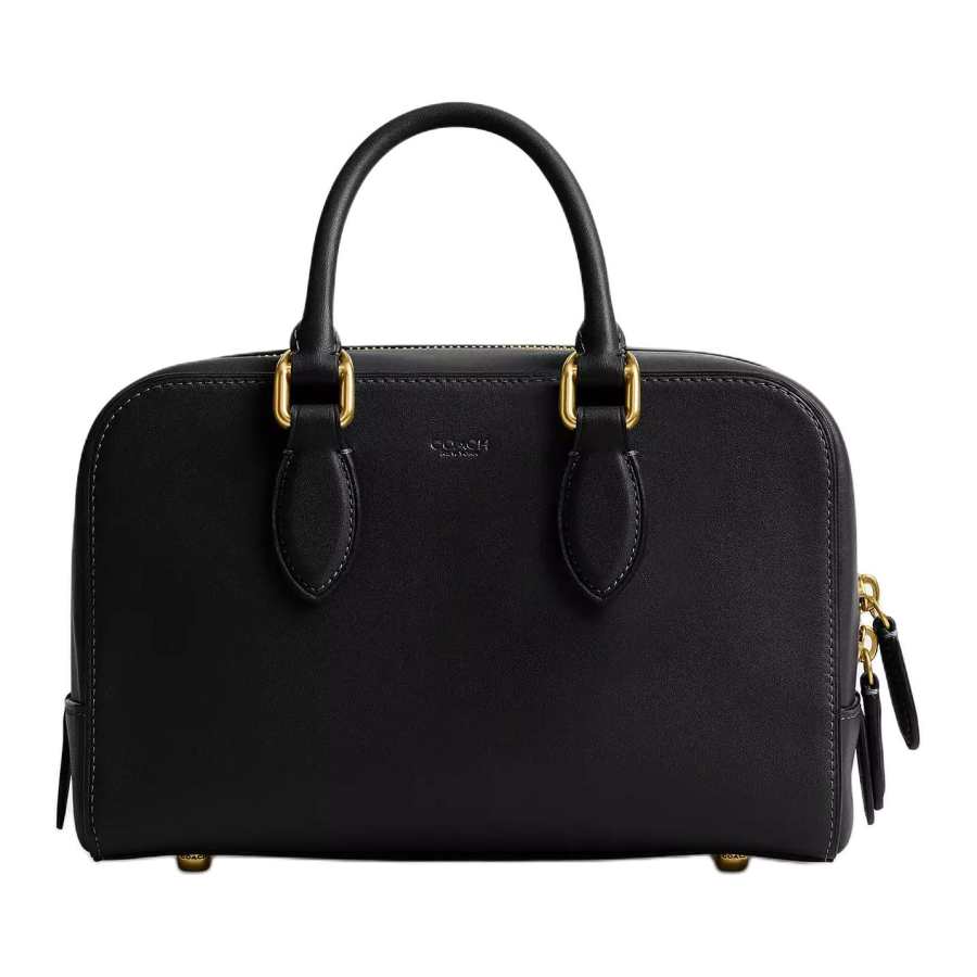 COACH Bowery Tanned Leather Shoulder Bag, Crossbody Bag, Handbag Medium Women's Brass & Black